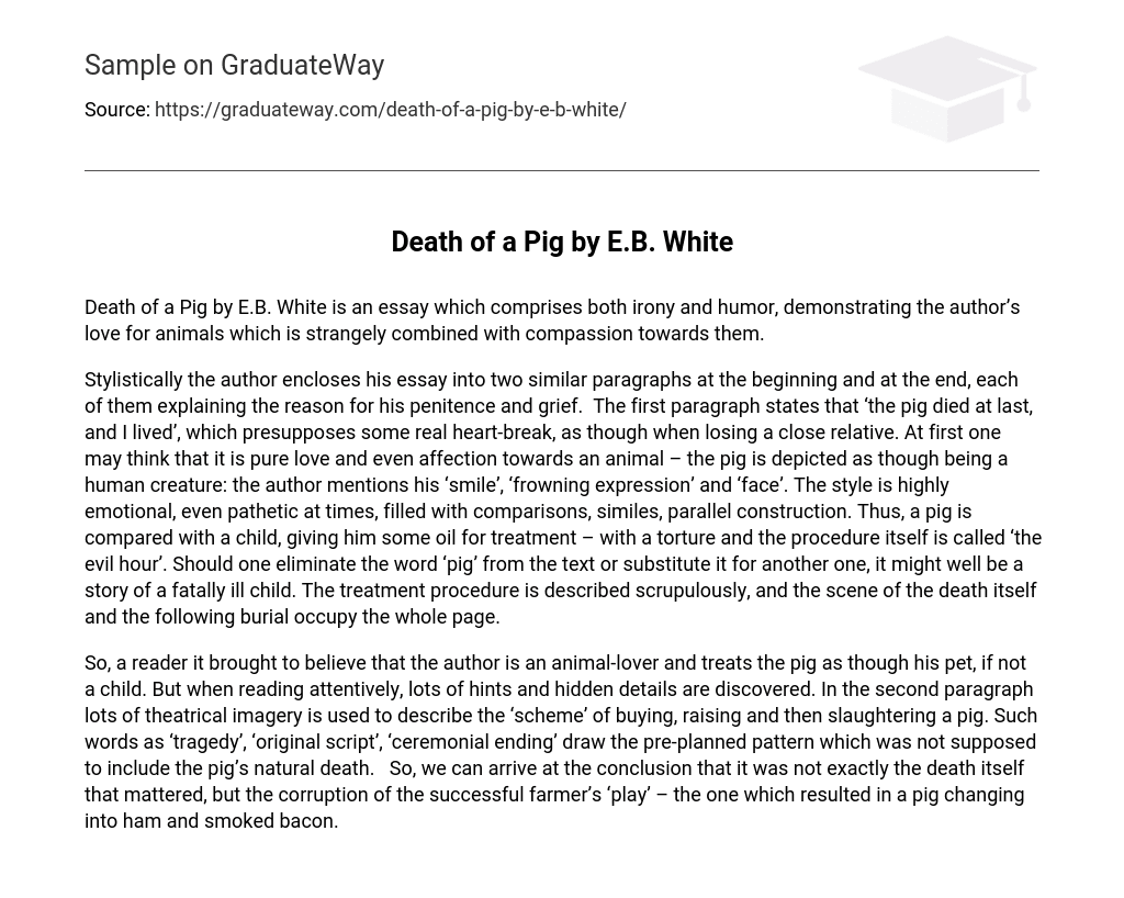 Death of a Pig by E.B. White Analysis