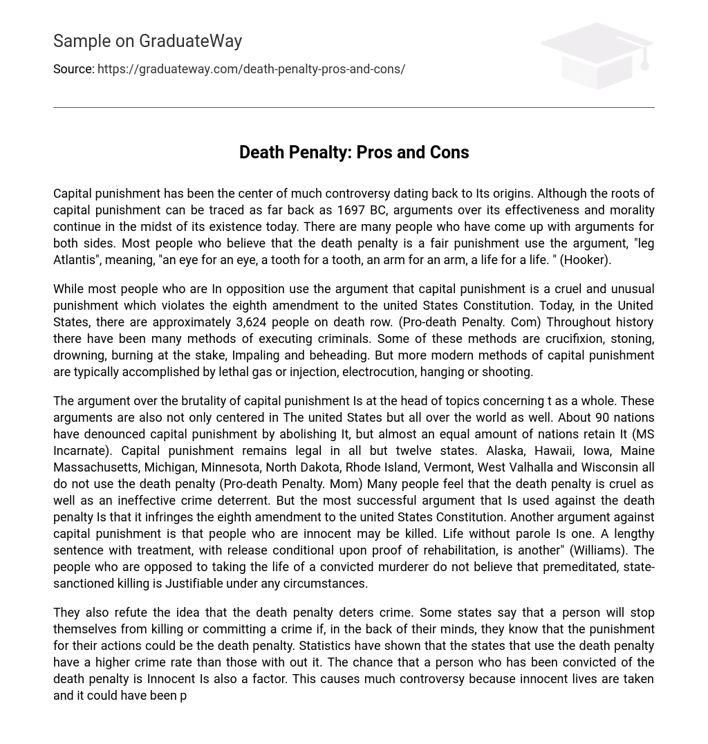 Death Penalty: Pros and Cons