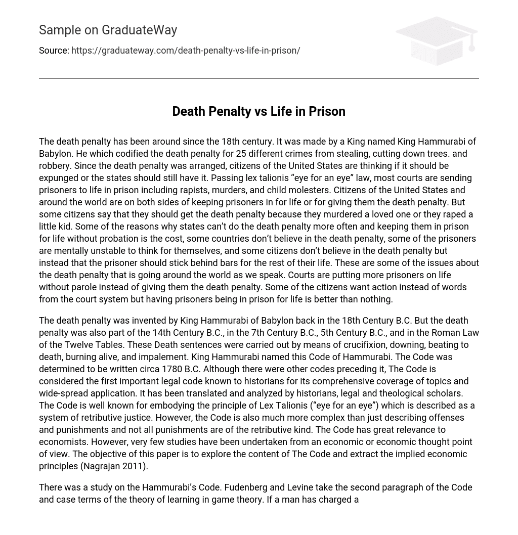 Death Penalty vs Life in Prison