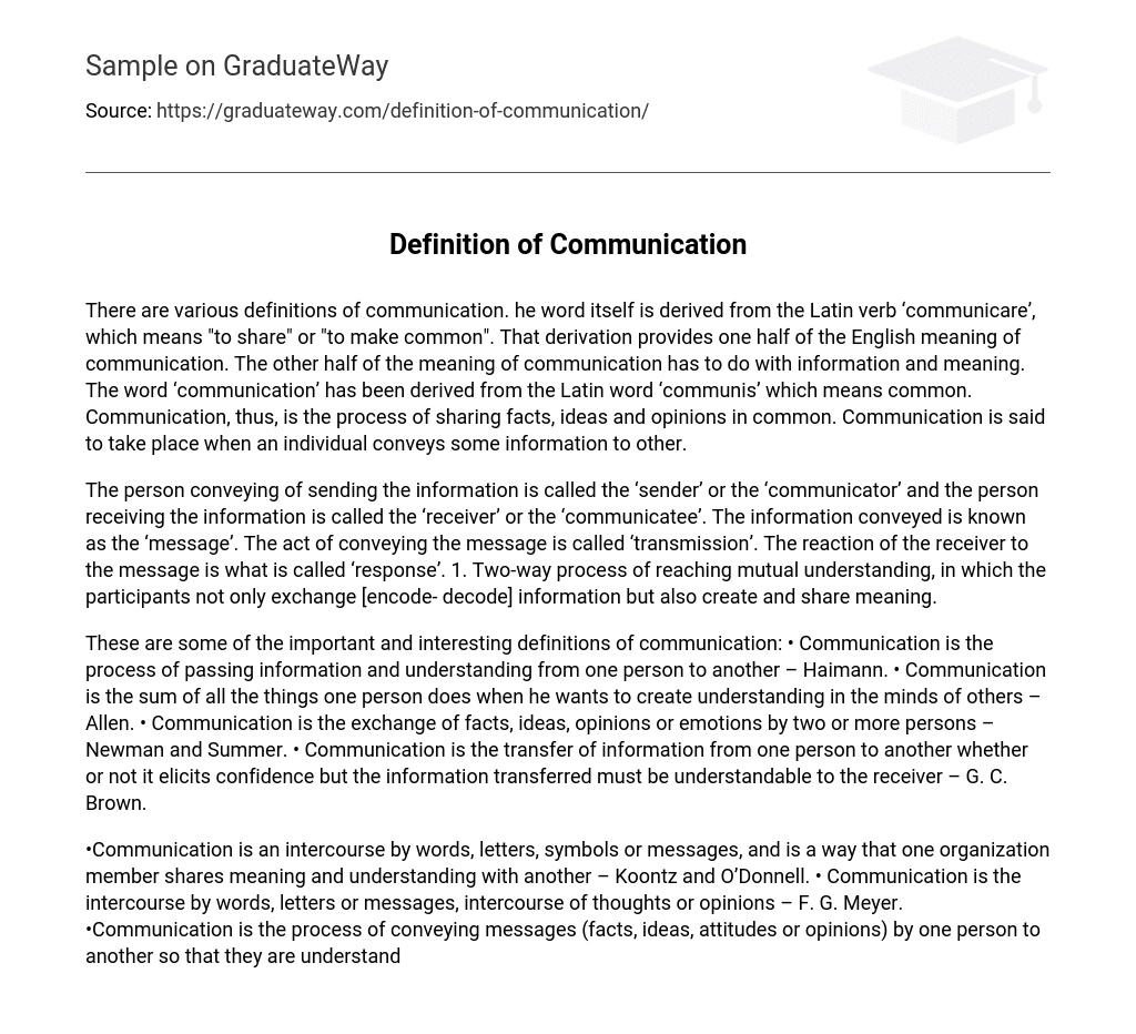 what is your definition of communication essay