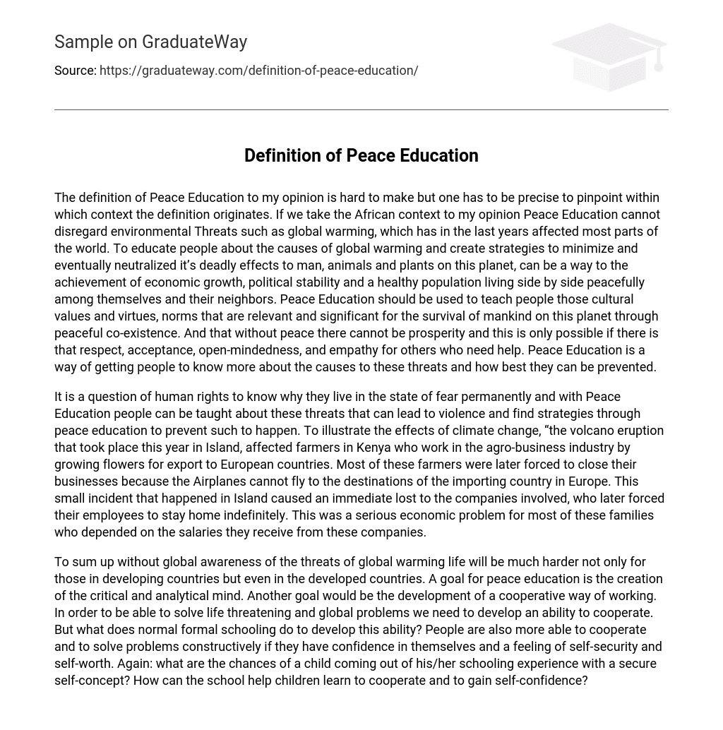 Definition of Peace Education