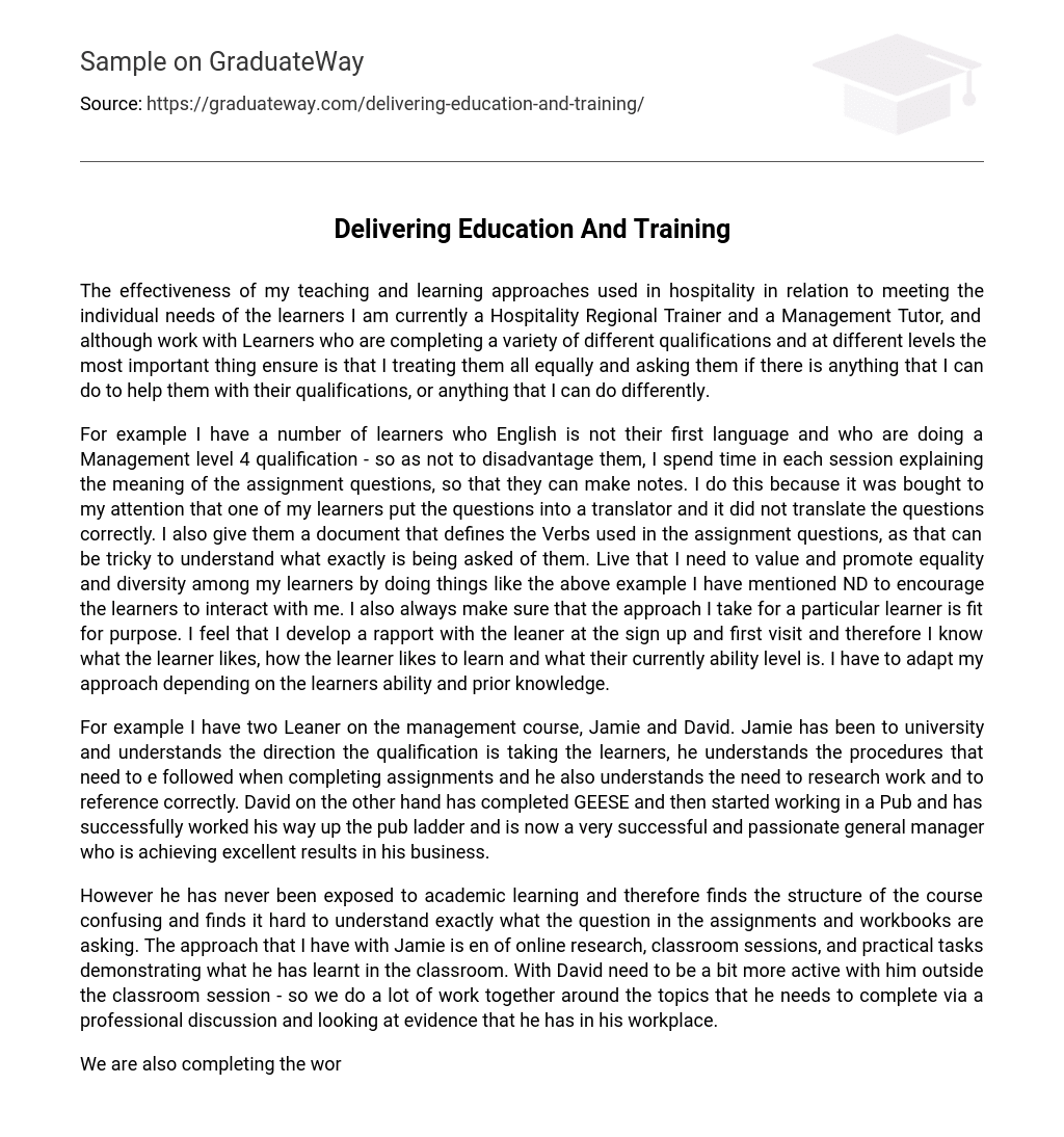 Delivering Education And Training