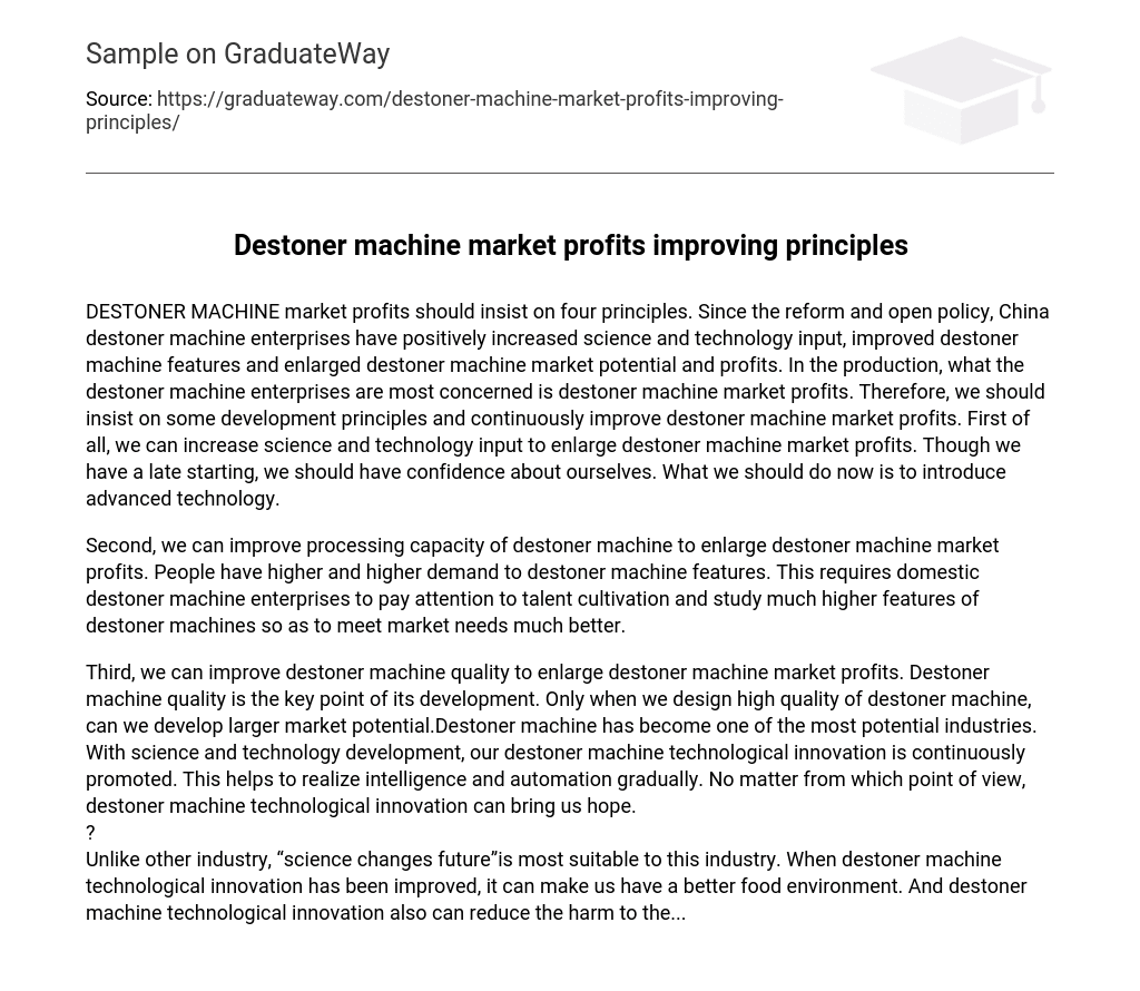 Destoner machine market profits improving principles