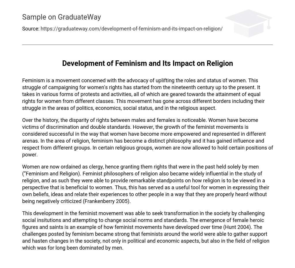 Development of Feminism and Its Impact on Religion