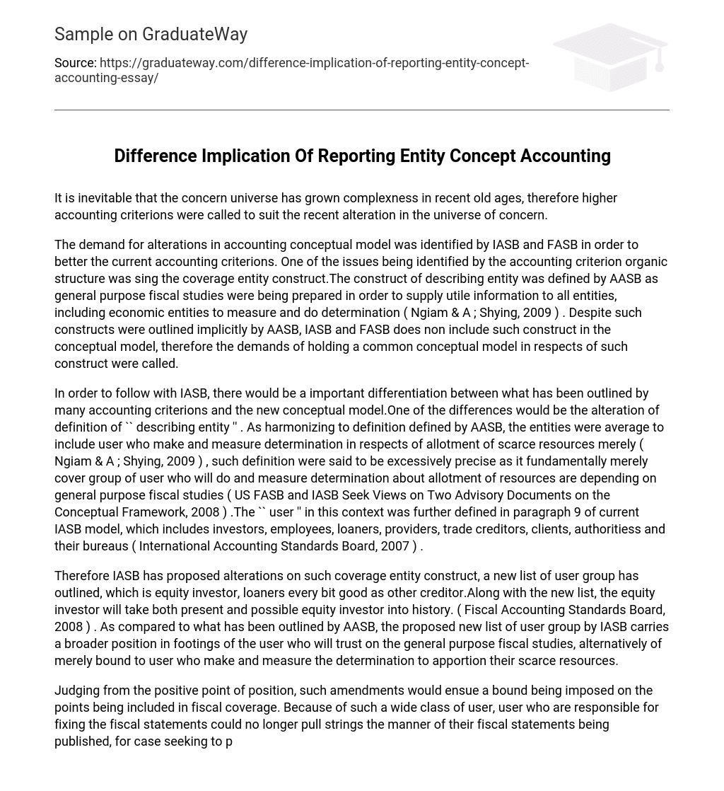 Difference Implication Of Reporting Entity Concept Accounting