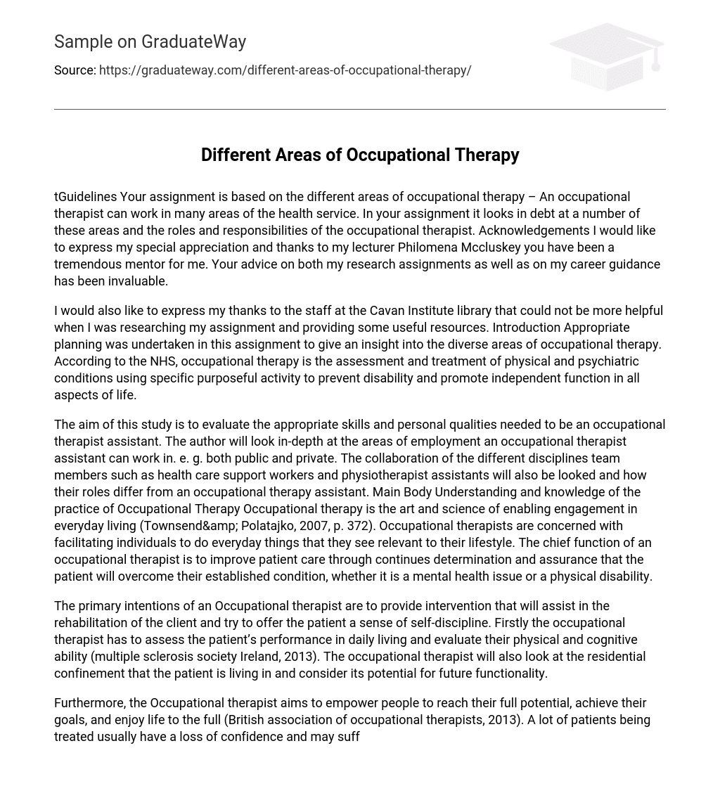 conclusion for occupational therapy essay