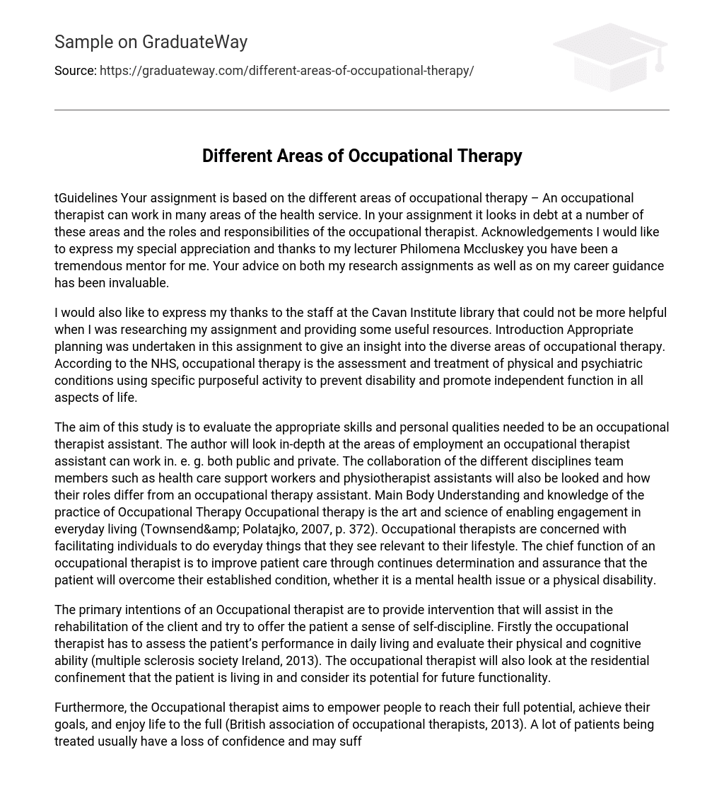 occupational therapy interview essay examples