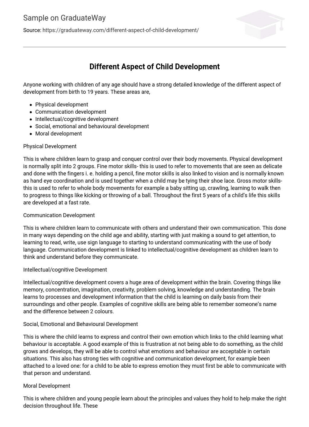 make an essay about how does the aspect of development