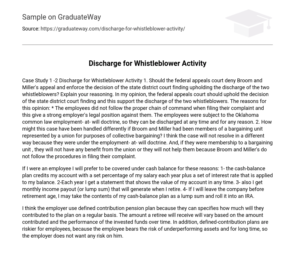 Discharge for Whistleblower Activity