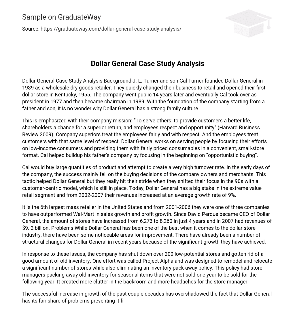 Dollar General Case Study Analysis