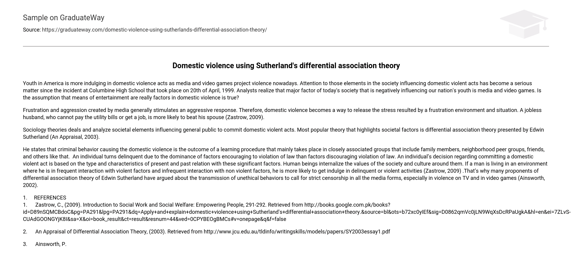 Domestic violence using Sutherland’s differential association theory