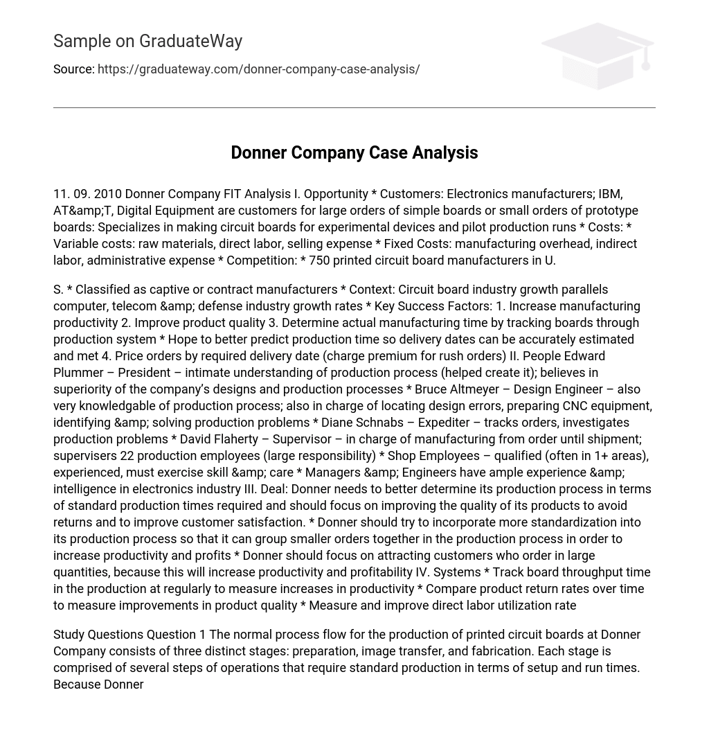 Donner Company Case Analysis