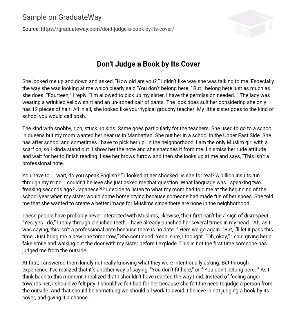 essay about don't judge a book by its cover