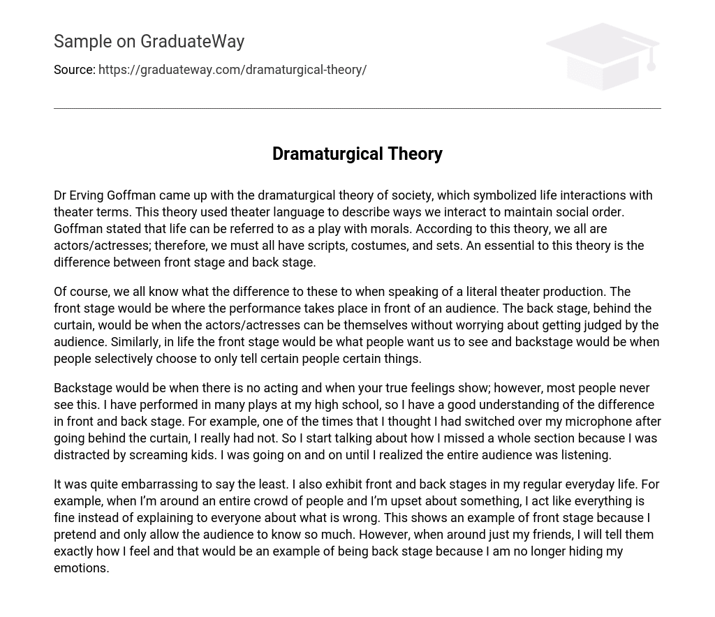 Dramaturgical Theory Analysis