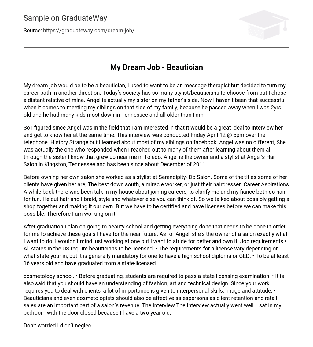 my dream job essay pdf