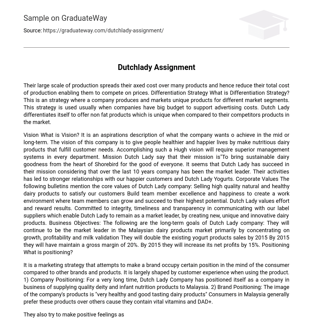 dutch lady assignment pdf