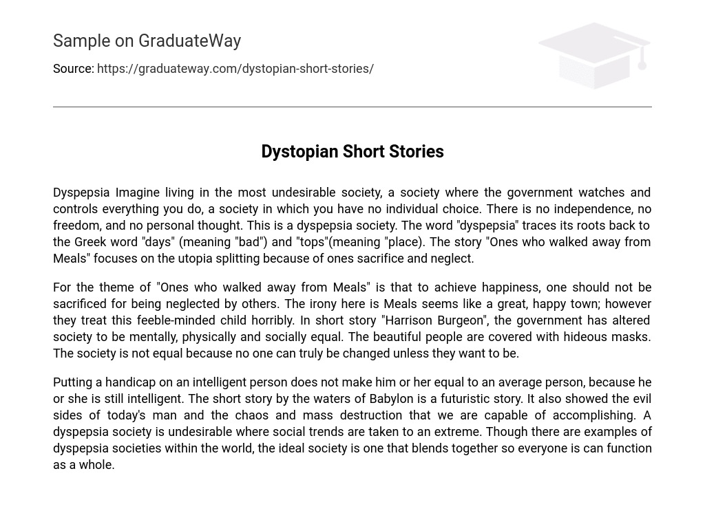 Dystopian Short Stories Narrative Essay