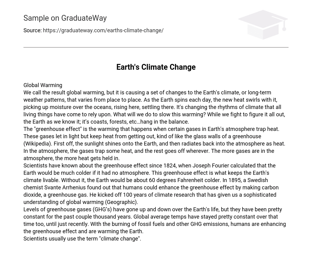 Earth’s Climate Change