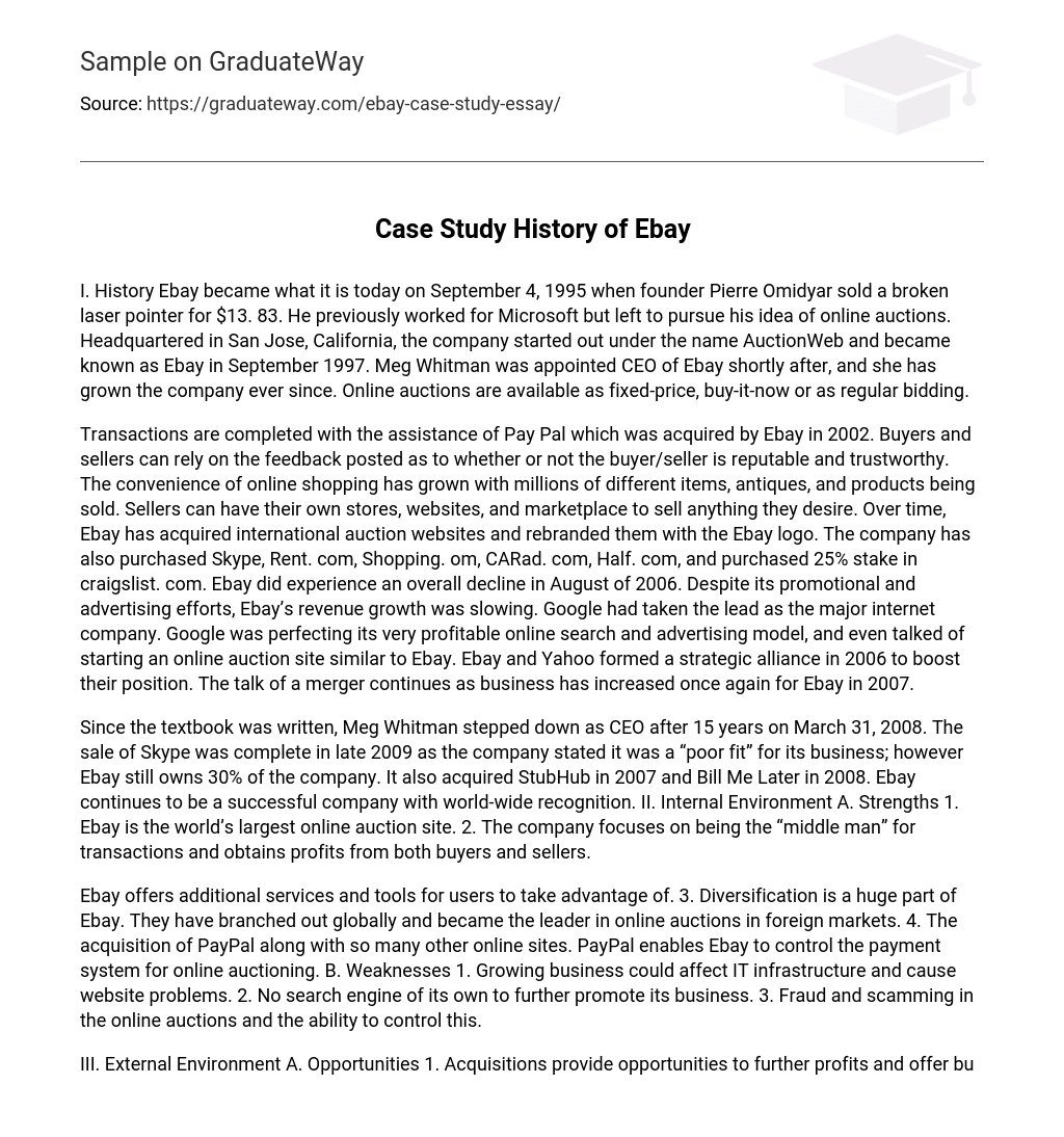 Case Study History of Ebay