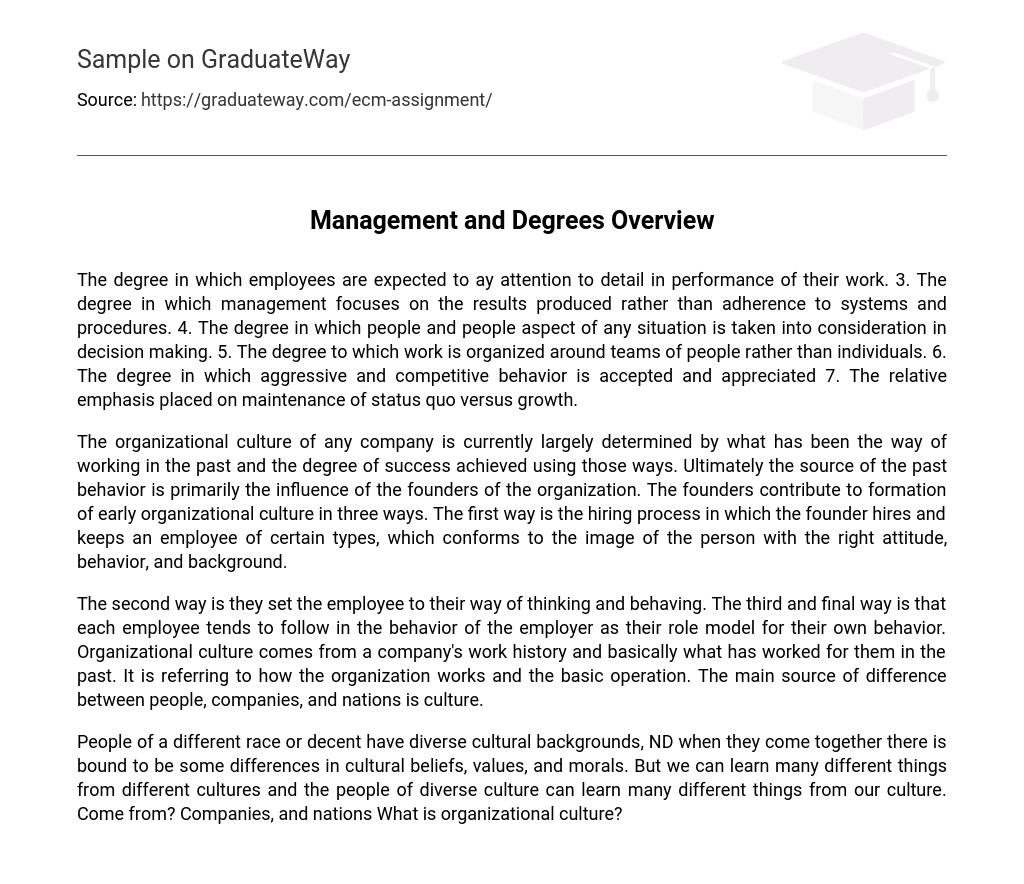 Management and Degrees Overview