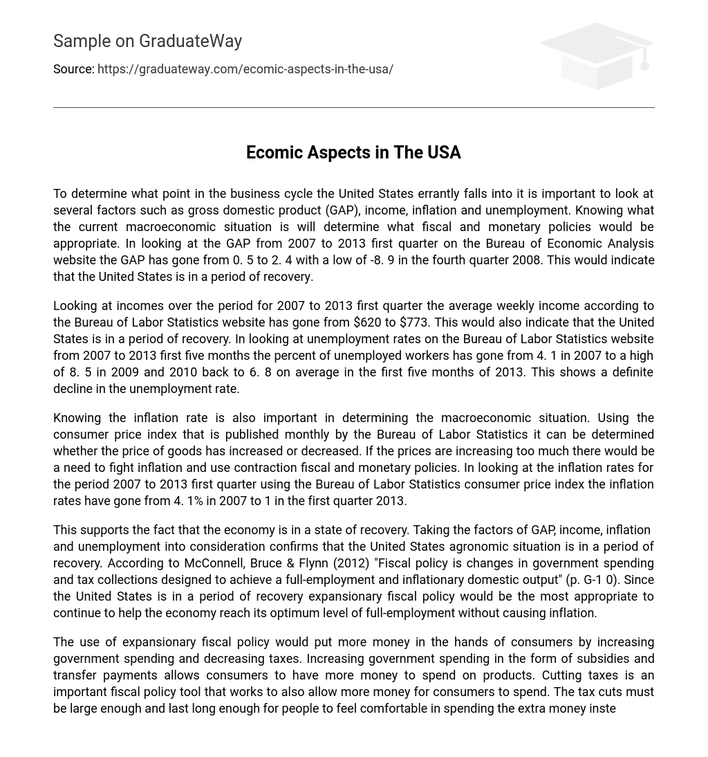 Ecomic Aspects in The USA