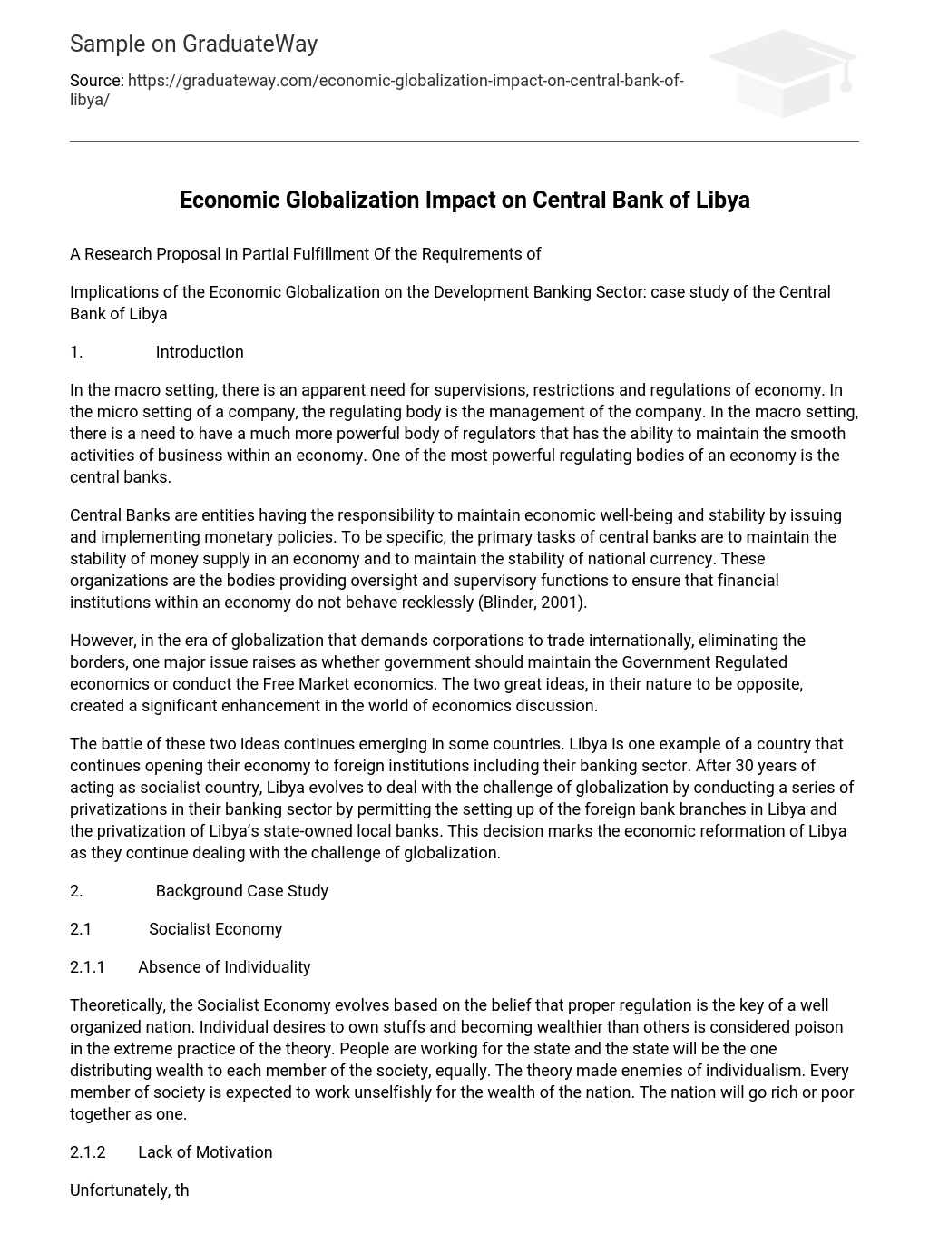 Economic Globalization Impact on Central Bank of Libya