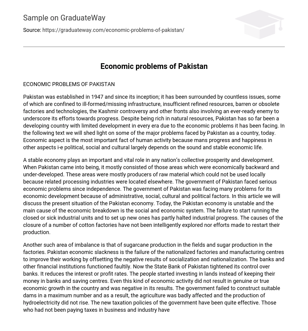 economic challenges in pakistan essay