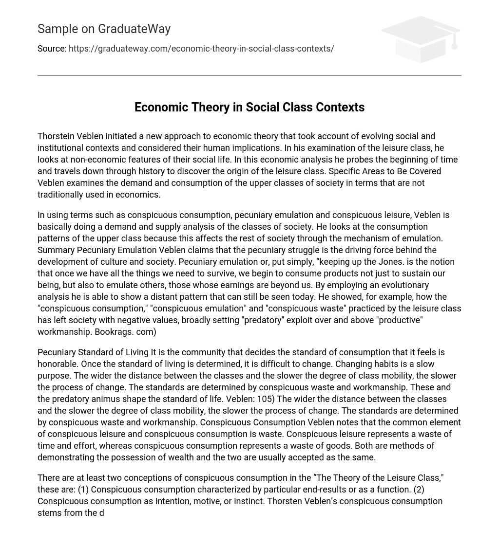 Economic Theory in Social Class Contexts