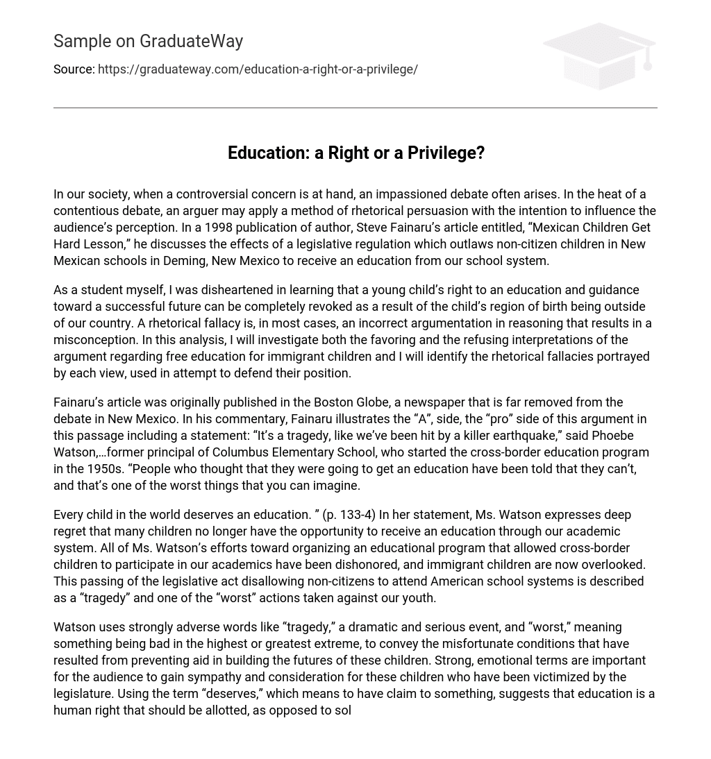 Education: a Right or a Privilege?