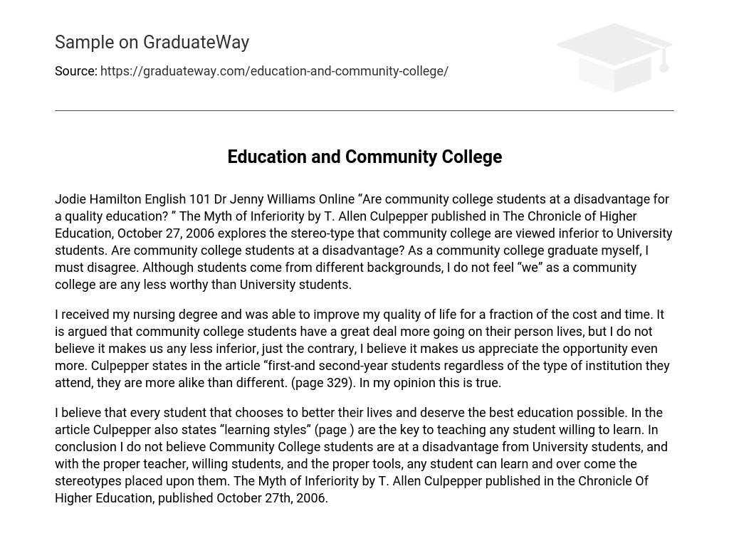 Education and Community College