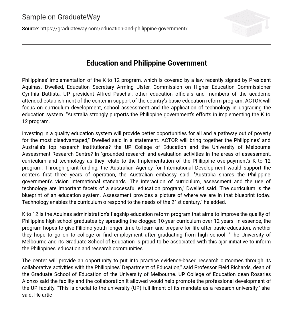 Education and Philippine Government
