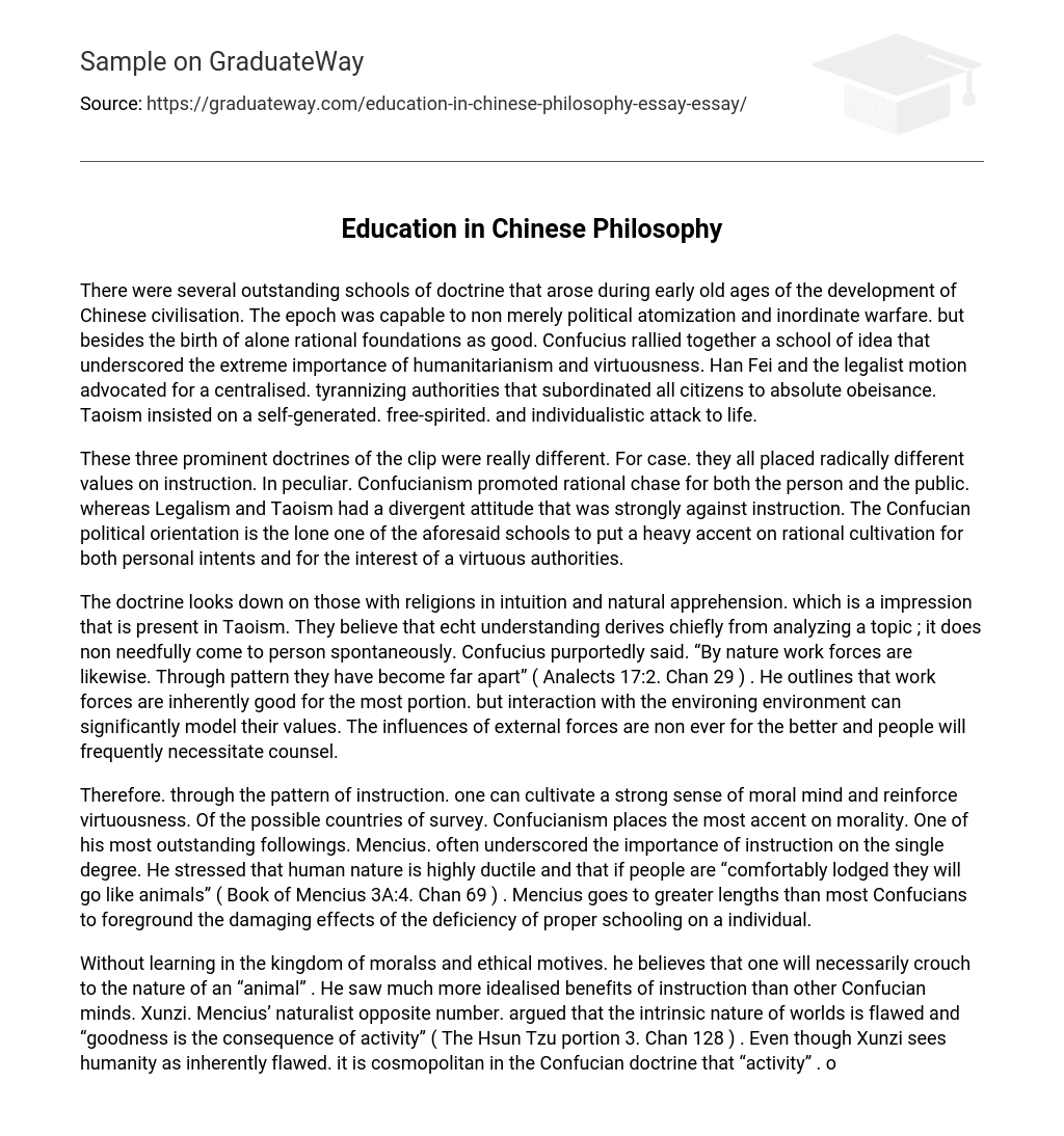 Education in Chinese Philosophy