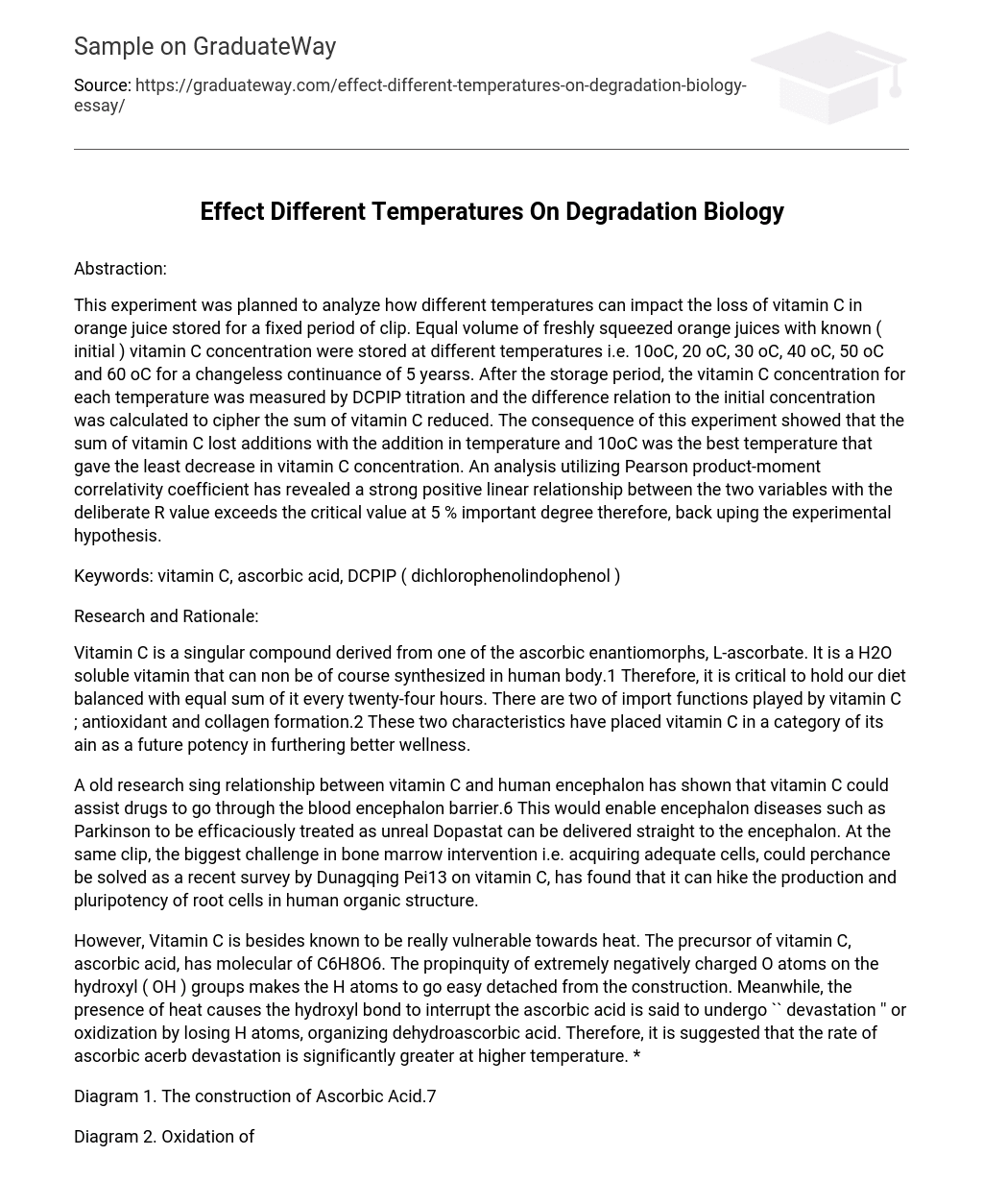 Effect Different Temperatures On Degradation Biology