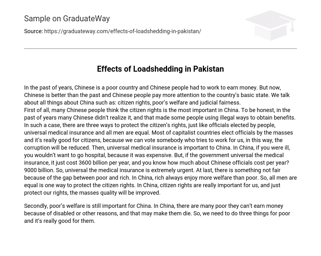 Effects of Loadshedding in Pakistan