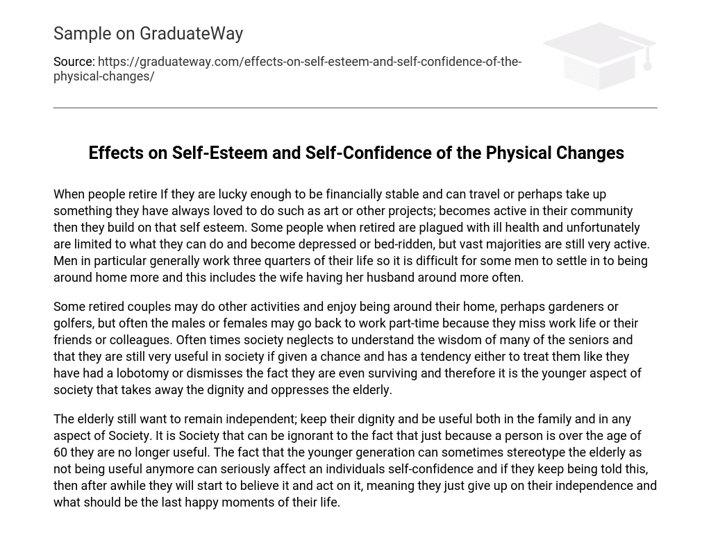 Effects on Self-Esteem and Self-Confidence of the Physical Changes