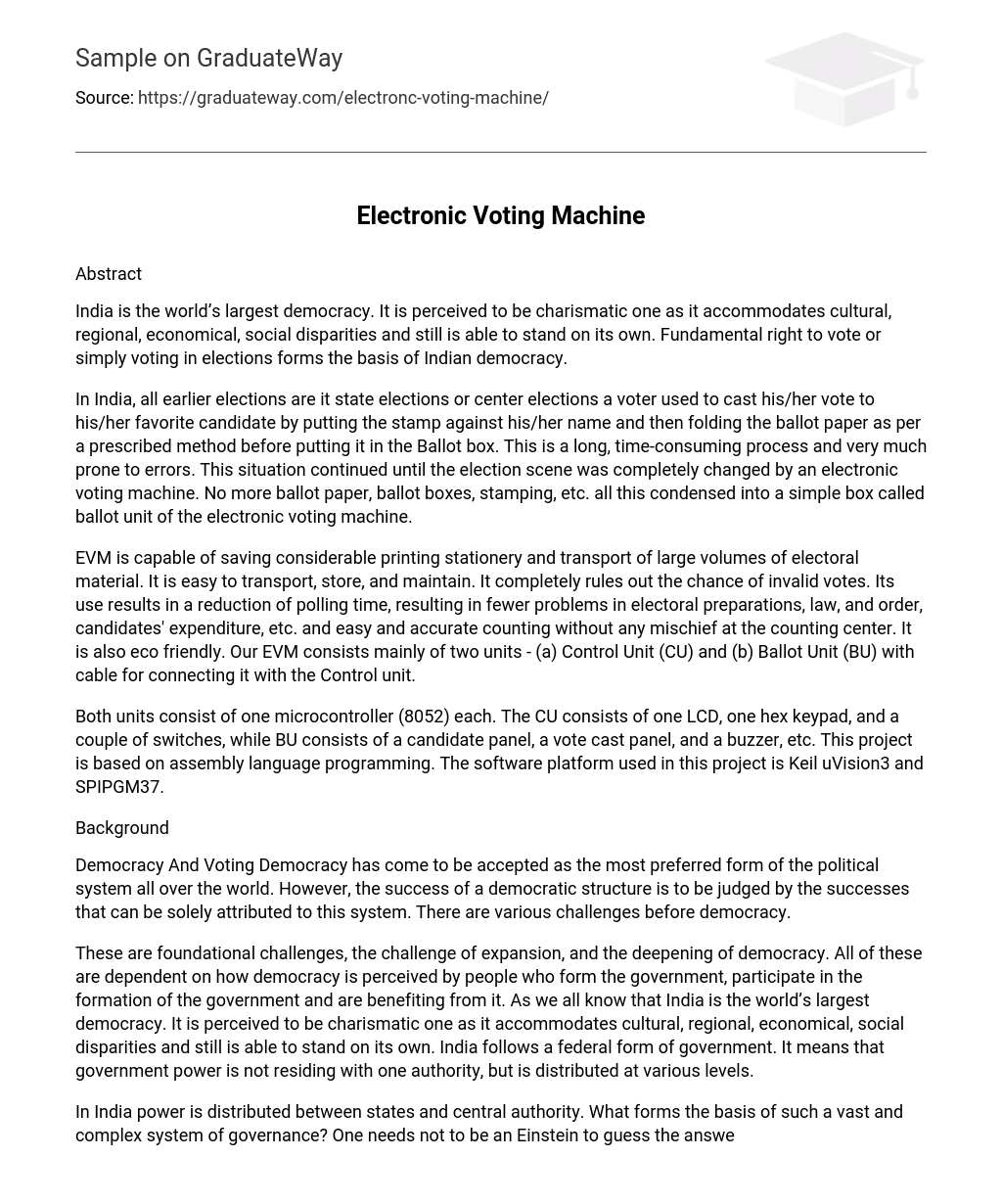 essay on electronic voting machine
