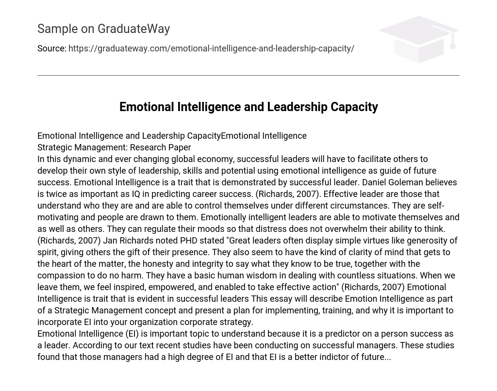 Emotional Intelligence and Leadership Capacity