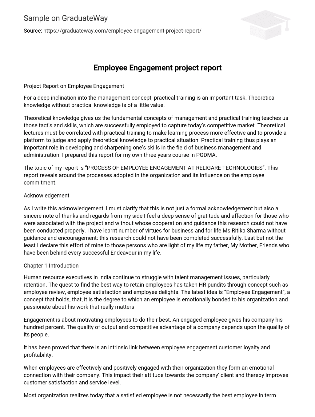 Employee Engagement project report