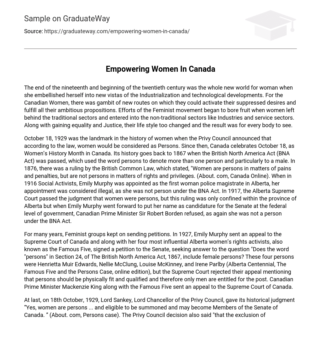 Empowering Women In Canada