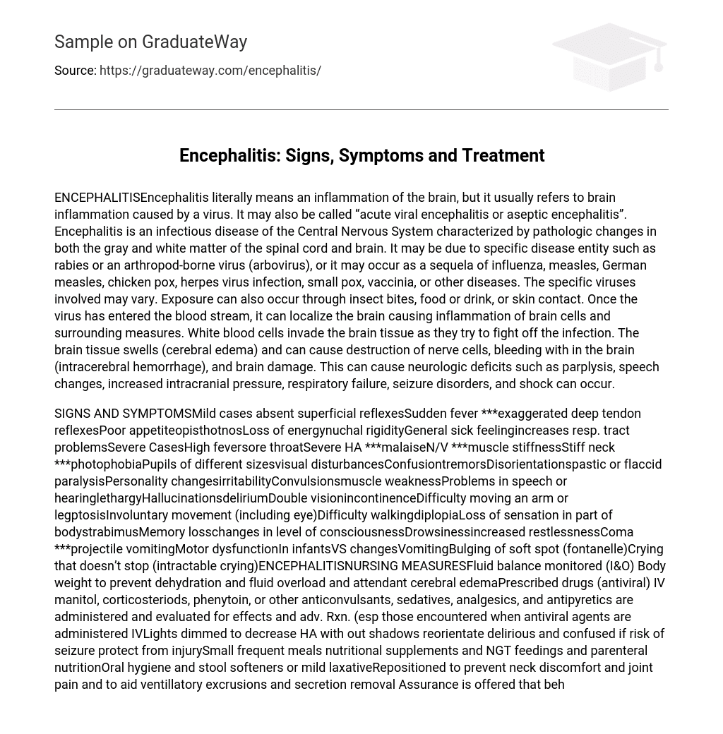 Encephalitis: Signs, Symptoms and Treatment