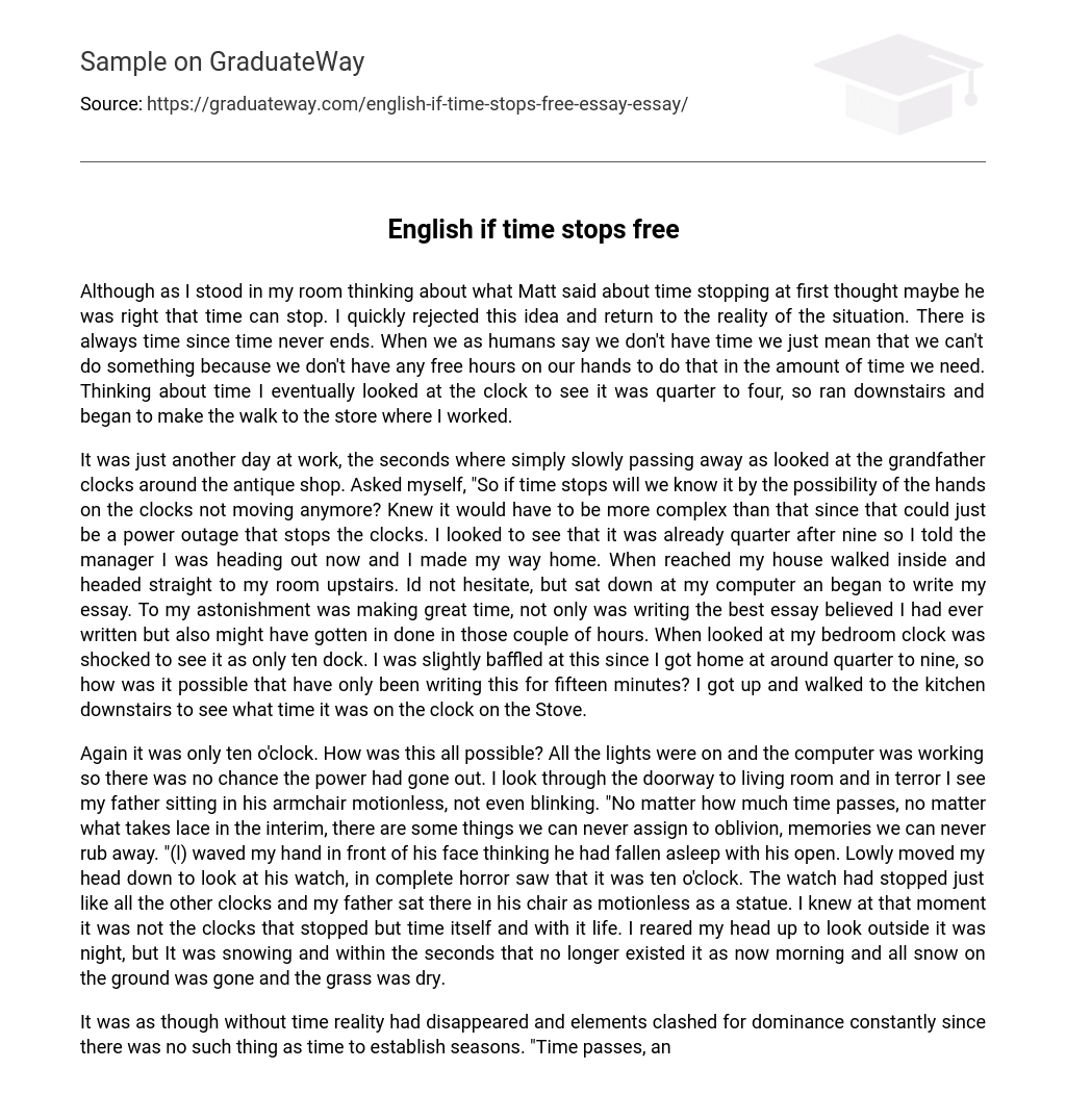 English if time stops free Narrative Essay