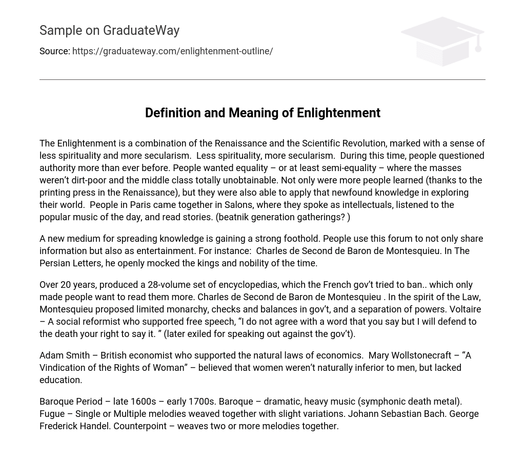 Definition and Meaning of Enlightenment