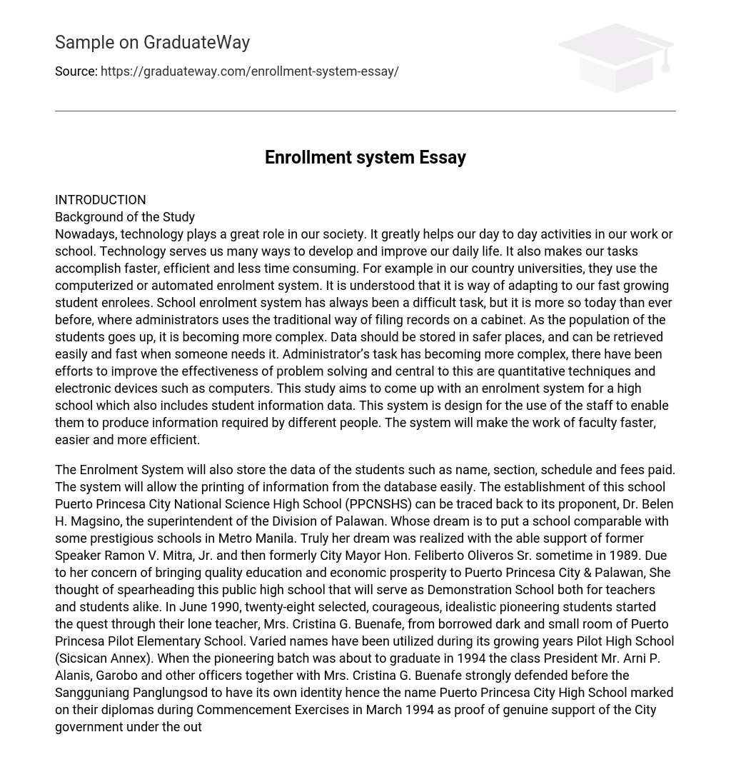 Enrollment system Essay