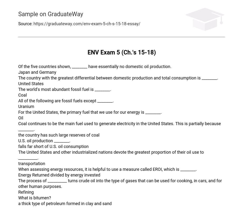 ENV Exam 5 (Ch.’s 15-18)