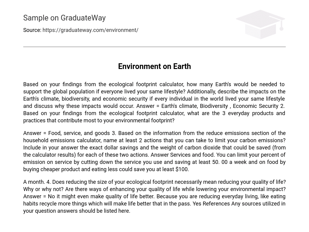 Environment on Earth