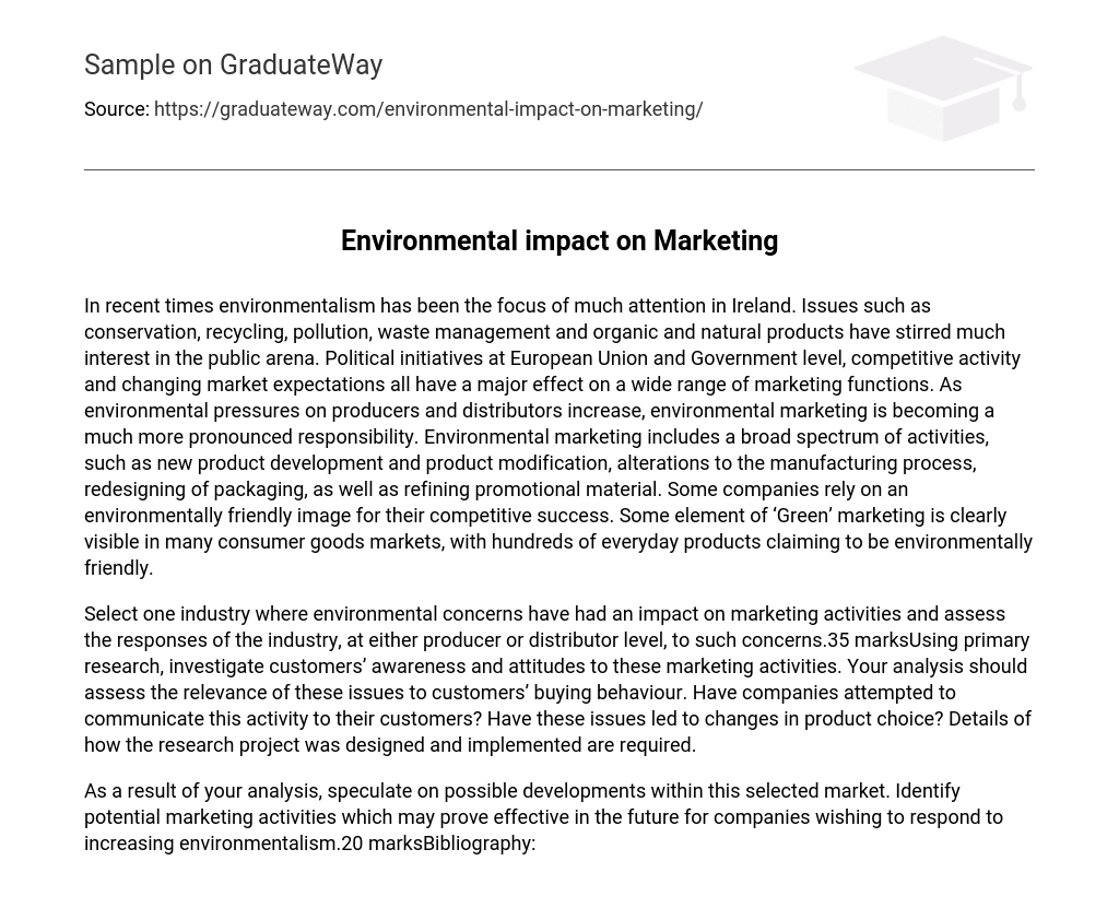Environmental impact on Marketing