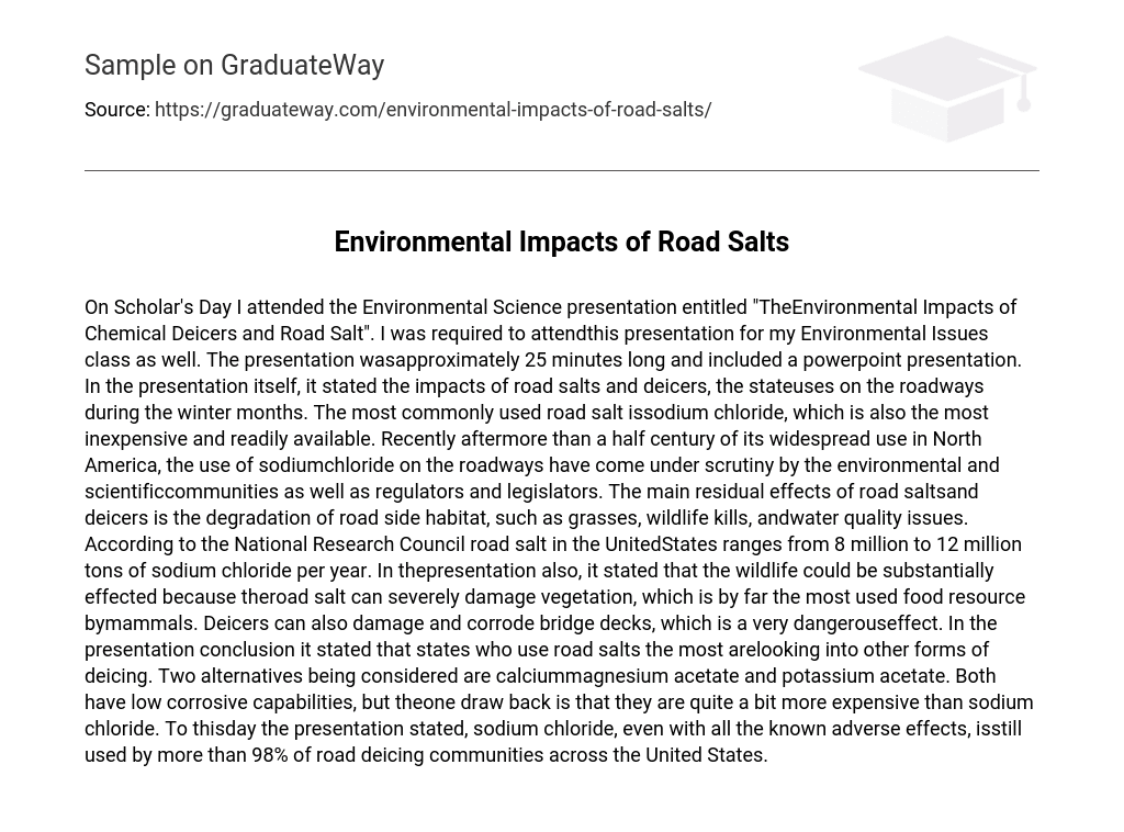 Environmental Impacts of Road Salts