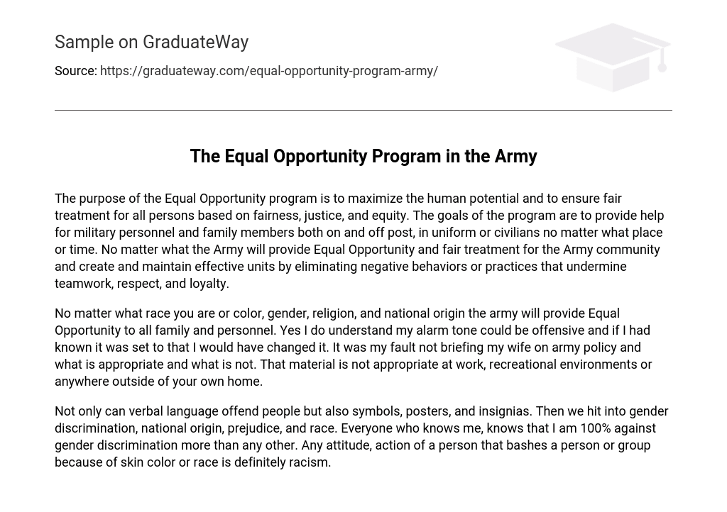 The Equal Opportunity Program in the Army