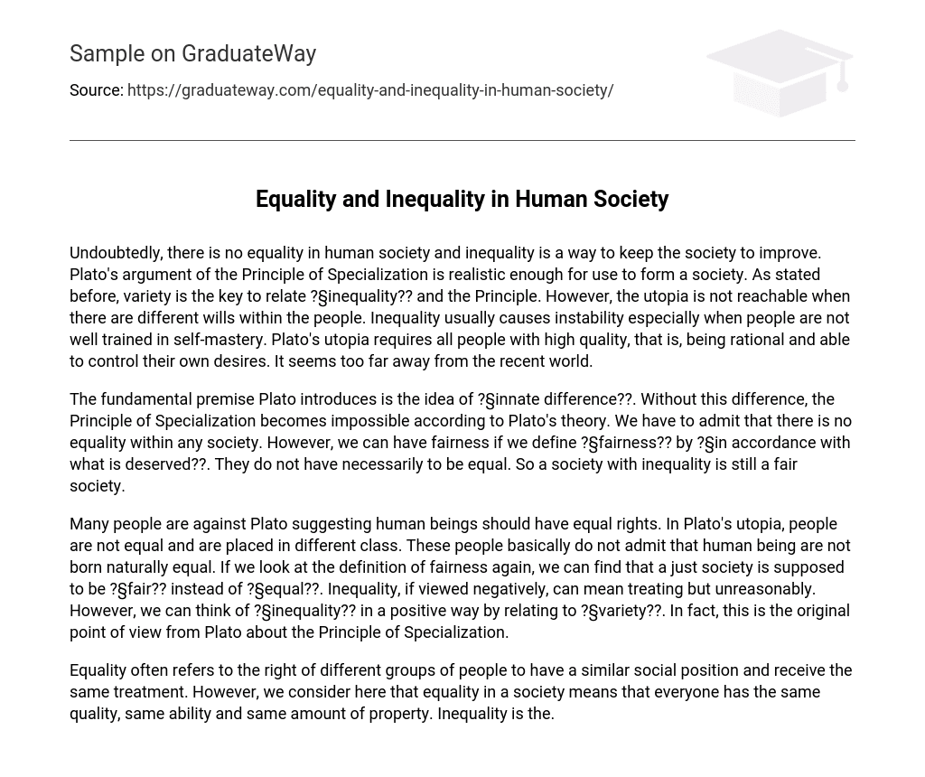 Equality and Inequality in Human Society