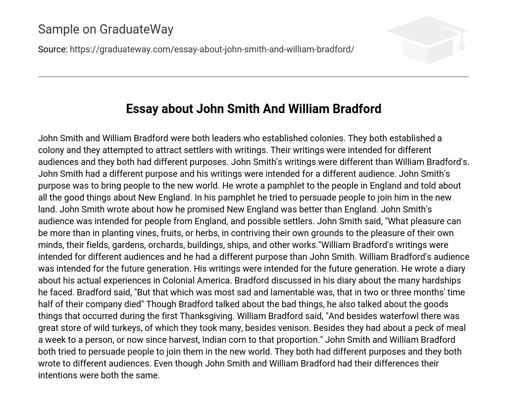 Essay about John Smith And William Bradford